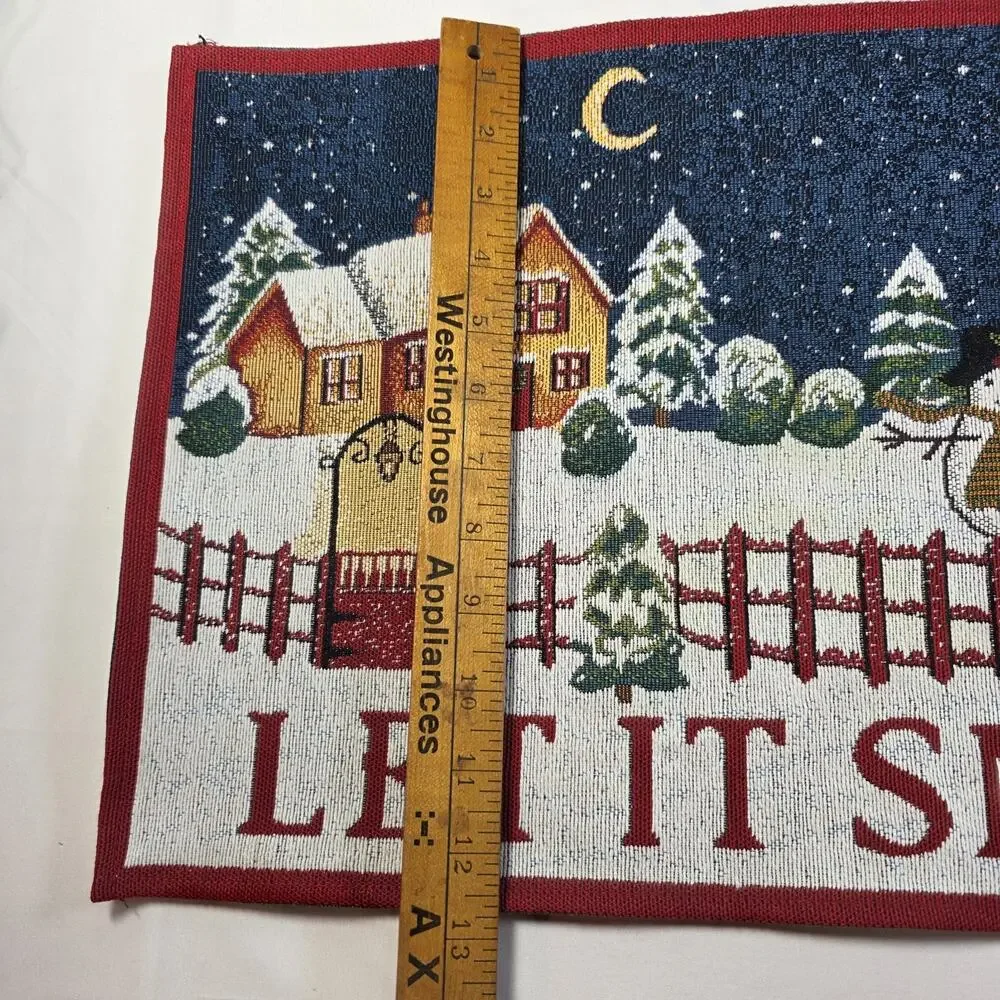 Let It Snow Christmas Tapestry Table Runner Snowman Winter Village 71x12